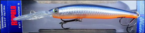 RARE RAPALA MAX RAP FAT MINNOW MXRFM 9 cm FSS (Flake Silver Steel) color
