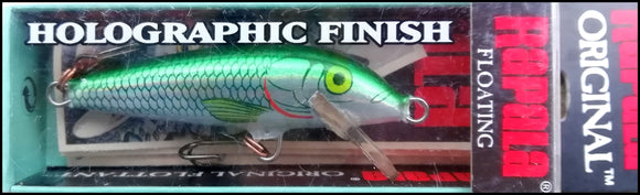 RARE RAPALA ORIGINAL FLOATER OF 5 cm HESH (Holo Emerald Shiner) color - Ireland made!