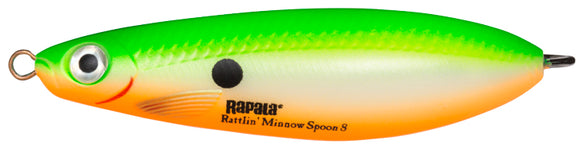 RAPALA RATTLIN MINNOW SPOON RMSR 8 cm GSU (Green Shad UV) color - pike spoon!