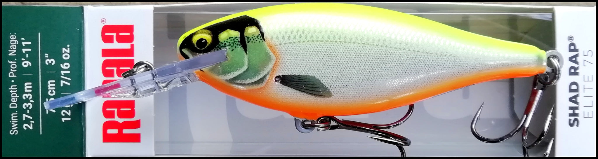 blue silver and orange belly rapala fishing lures RAPALA SHAD RAP ELITE SRE 75 7,5 cm GDCO (Gilded Chartreuse Orange Bel – Darkagelures