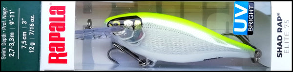 Wobbler Rapala Shad Rap Elite 7,5cm 12g - Chartreuse Dorée UV (SRE75 GDCU)
