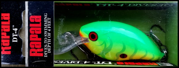VERY RARE RAPALA DIVES TO 4 Ft DT4 5 cm GTR (Green Tiger) color
